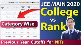 Rank vs Colleges of JEE Main 2020 | JEE Mains 2020 Cutoff  | Cutoff Rank for NITs in JEE Mains 2020