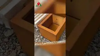 New Design Outdoor Corten Steel Planter with Wooden Sitting Bench #planter #flowerpot