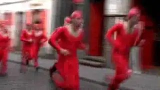 Red people running through Dublin