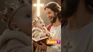 Cute baby and jesus saying hallelujah✝️❤️📕🙏 #bible#ai#baby #jesus