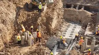 Digging and crushing soil to make a building foundation. Ep1 #excavator