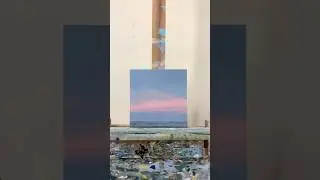Painting pink and blue skies with oil paint #oceanart