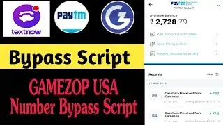 GameZop  Usa Number Bypass Script || unlimted paytm cash GameZop Bypass with Usa Number