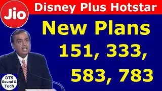 Jio New Plans 151, 333, 583 and 783 || Disney+ Hotstar Free