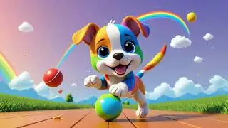 Rainbow Puppy Chases the Flying Ball | Fun Colorful Dog Song for Kids