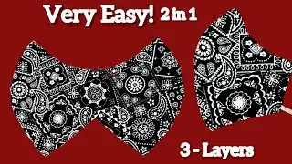 😷 Very Easy New Pattern Face Mask | Face Mask Sewing Tutorial for Beginners | 3 layer mask | Diy