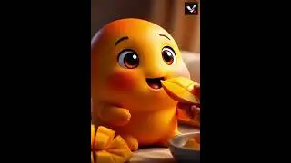 Cute Mango Eating Mango 🥭 | Yummy Yummy Kids Video  #fruitcartoon  #KidsVideo #CuteShorts #Mango
