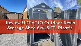 Review UDPATIO Outdoor Resin Storage Shed 6x4.5 FT, Plastic Garden Shed for Bike, Garbage Can, Tool,