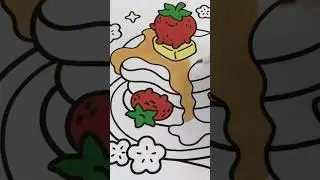 Coloring Pancakes with Strawberries #coloring #hikarukotz #pancake #veggielife #yum