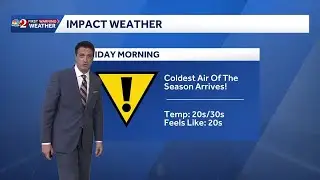 Coldest air of the season to arrive Friday morning. 1.12.26
