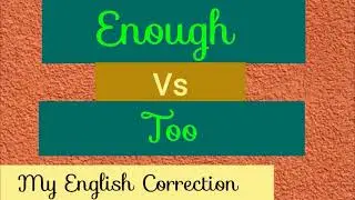 Enough Vs Too Tamil | How To Use |MEC| Spoken English |