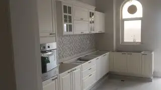 #White_kitchen with #built-in #fridge and #oven #accessories and #granite #2020