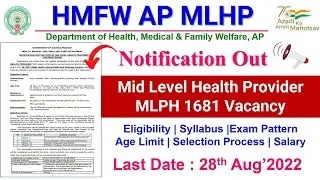 hmfw ap mlhp recruitment 2022 |ap cfw mlhp recruitment 2022|AP MLHP Notification 2022| HMFW AP MLHP