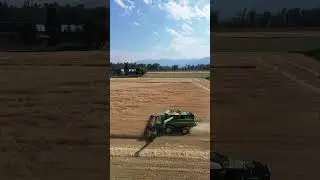 John Deere combine harvesting barely #agriculture #roadto1k #farming #farm #drone #farmer
