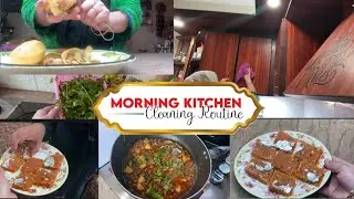 How to Clean My Kitchen in morning | Pakistani Mom Busy Routine  | kitchen Cleaning Routine