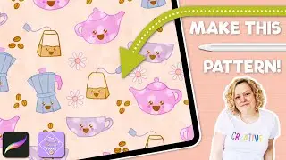 Создайте милый и уютный кавайный узор для кофе и чая в Procreate! ☕🍵 | Урок по созданию бесшовног...