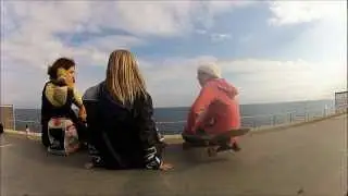 Skating girls on Barcelona Beach