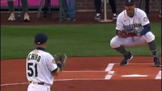 Ichiro Throwing first pitch