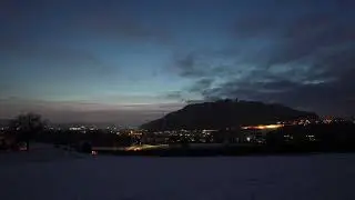 sunset timelapse, winter in snow