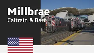 Caltrain & Bart services at Millbrae station on the Peninsula Corridor 4K