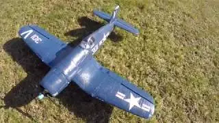 FMS F4U Corsair 1400mm Maiden flight, and testing if this bird can taxi well on the grass field