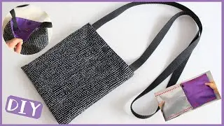 DIY Crossbody bag 斜めがけバッグ簡単ポシェットの作り方 直線縫い7回で完成！
