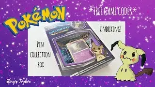 POKEMON PIN COLLECTION BOX MIMIKYU ^^ UNBOXING! + *free game codes* || Story's Toybox