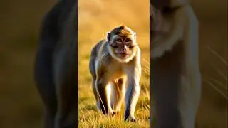 Funny Monkey Walking In Field: A Nature Documentary