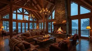 Cozy Winter Lodge Ambience ❄️🔥 | Soft Piano Music & Crackling Fireplace (For Study & Work)