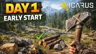 ICARUS Day 1 | Early Start, Gathering Resources & Finding a Base Location