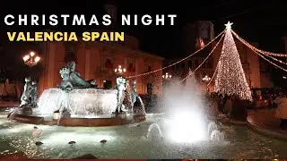 Valencia SPAIN at night on a Christmas | Lights Decors and Christmas Market