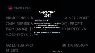 Prince Pipe Q2 Result || September 2023