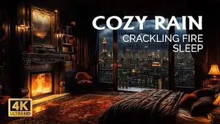 Enjoy a Heavy Thunderstorm in a Cozy Corner with Rain and Crackling Fire for Sleep - Nature Sounds