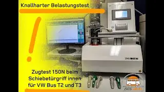 Unsere Eigenprodukte, hier der VW Bus T2 / T3 Schiebet&uuml;rgriff innen, werden auf Belastung getestet.