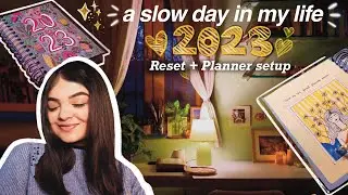 2023 RESET ✨ Planner Set Up 🌿a slow day in my life🕊️painting, digital declutter, cozy vlog 🤍INDIA
