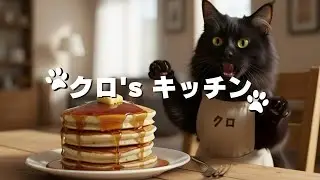 【クロ's キッチン】黒猫クロのあけおめホットケーキ