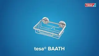 How to apply the chromed, round tesa&reg; Baath wall-mounted soap basket