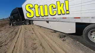 Trucker Falls Asleep And Gets Stuck In Center Divide!