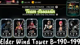 Team Assassin Vs Fatal Elder Wind Tower Hard Battle 190-199 Fight + Reward MK Mobile