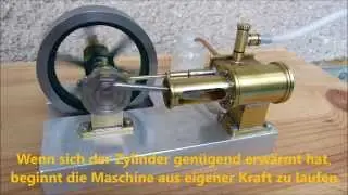 Einzylinder Dampfmaschine – Betrieb unter Dampf