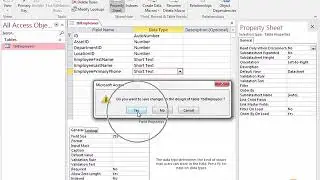 Working in Table Design View in Access 2016