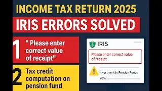 Income Tax Return 2025 IRIS Errors Solved &ndash; Receipt Value & Pension Fund Tax Credit Issue
