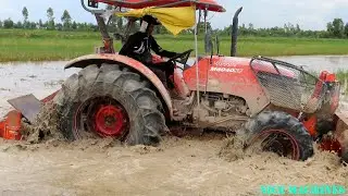 Crazy Tractor Farming Sink In Mud Underwater! Heavy Tractor Mudding Off Road With Cultivator