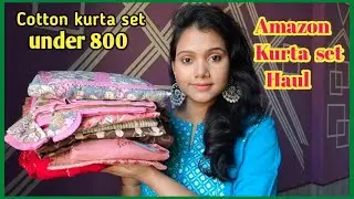 💕*Amazon* Kurta set Haul under 800💕Amazon cotton kurta Palazzo dupatta set Haul💕My dream project 💕