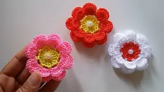 FLOR DE CROCH&Ecirc; PARA APLICA&Ccedil;&Atilde;O PASSO A PASSO 