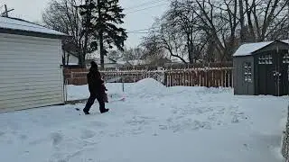 Shoveling with Kaia