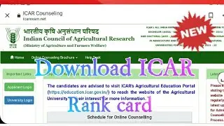 ICAR rank card 2021 ##download