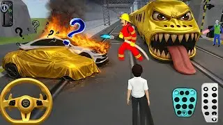 🔥 Golden Monster Train vs Burning Cars 😱 | 3D Driving Class 2 Gameplay | GaMing wiTh Burberry