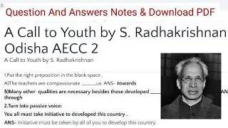 A Call to Youth by S.Radhakrishnan , BA Alternative English Question and Answers