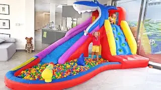 Alice and Eva Pretend Play Summer Activities - Trampoline and Pool Games for Kids